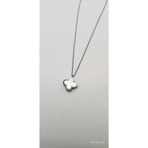 Shamrock Pendant with Shell and Black Enamel filled back Chain Silver